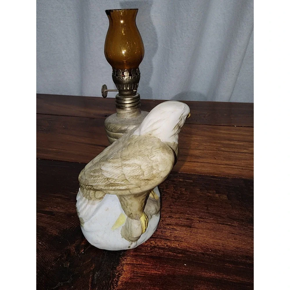 Eagle  Lamp Kerosene‎ Mini Amber Glass Vintage